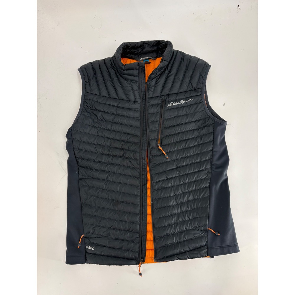 Eddie Bauer First Ascent EB800 Down Vest Mens Medium Gray Orange Pertex Quantum